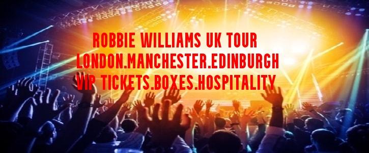 Robbie Williams vip ticket packages and hospitality in London, Edinburgh and Manchester